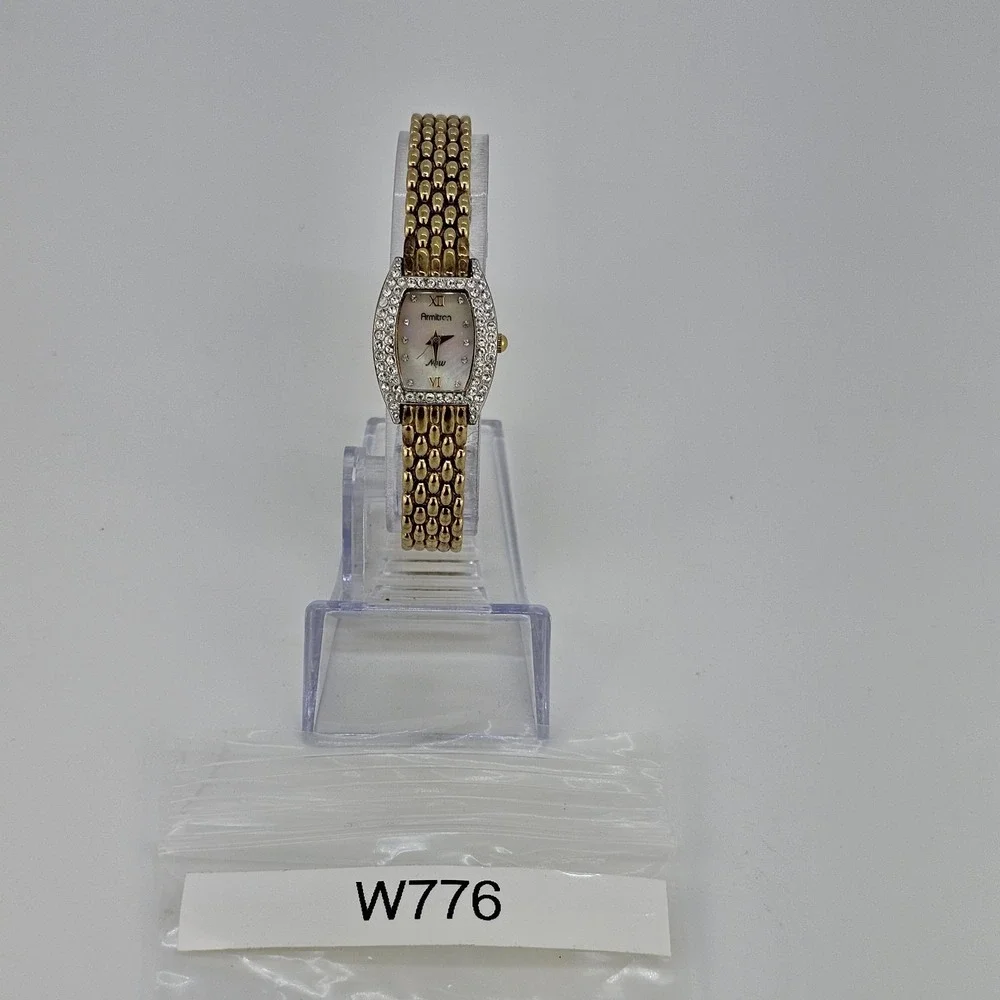 Armitron Women's‎ Watch 19MM MOP Dial Crystal Bezel Gold Bracelet 6